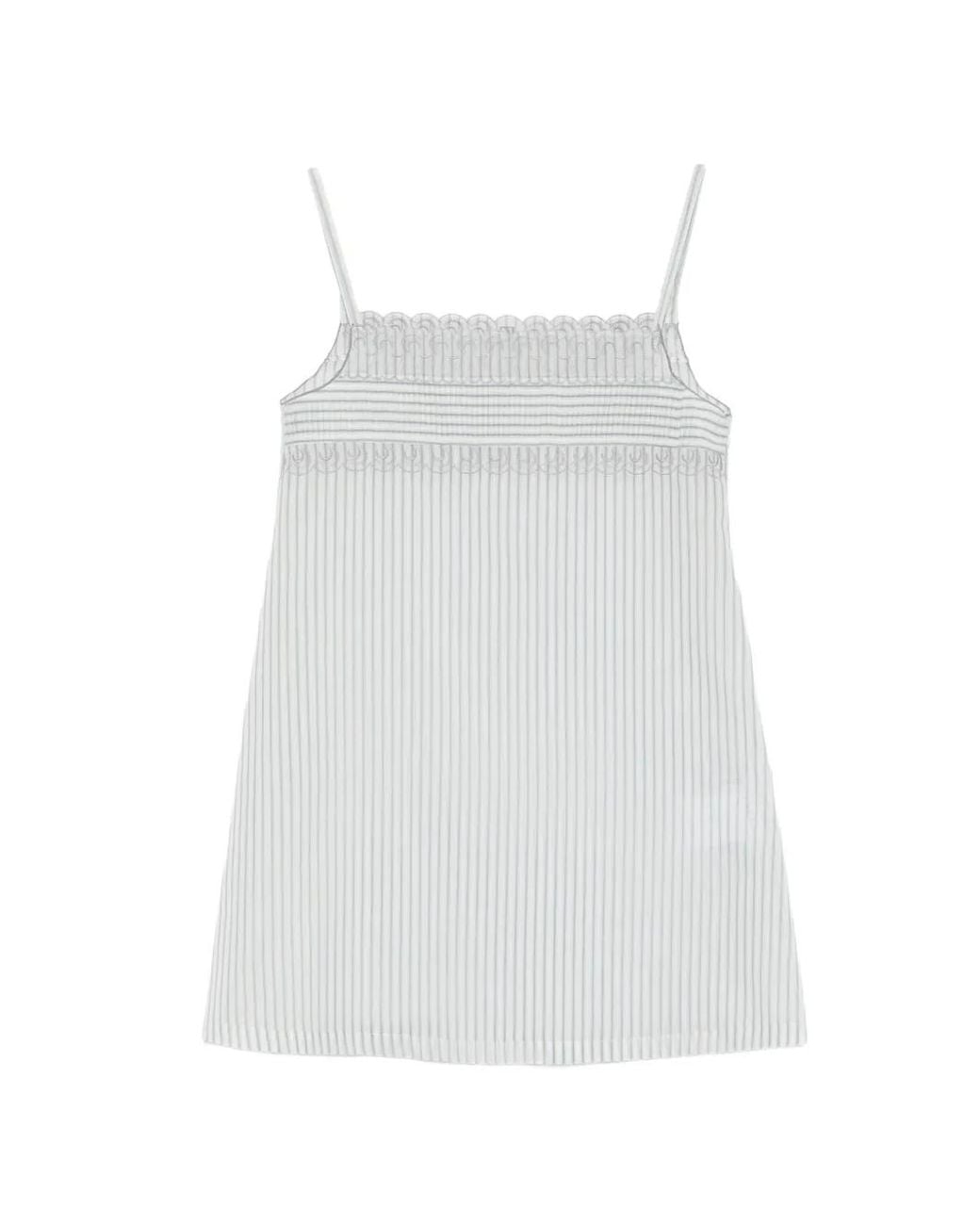 Low Classic White Stripe Lace-Trim Dress