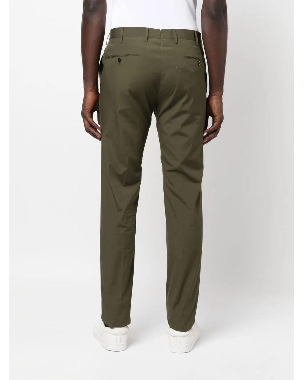 PT Torino Green Straight-Leg Tailored Trousers for men