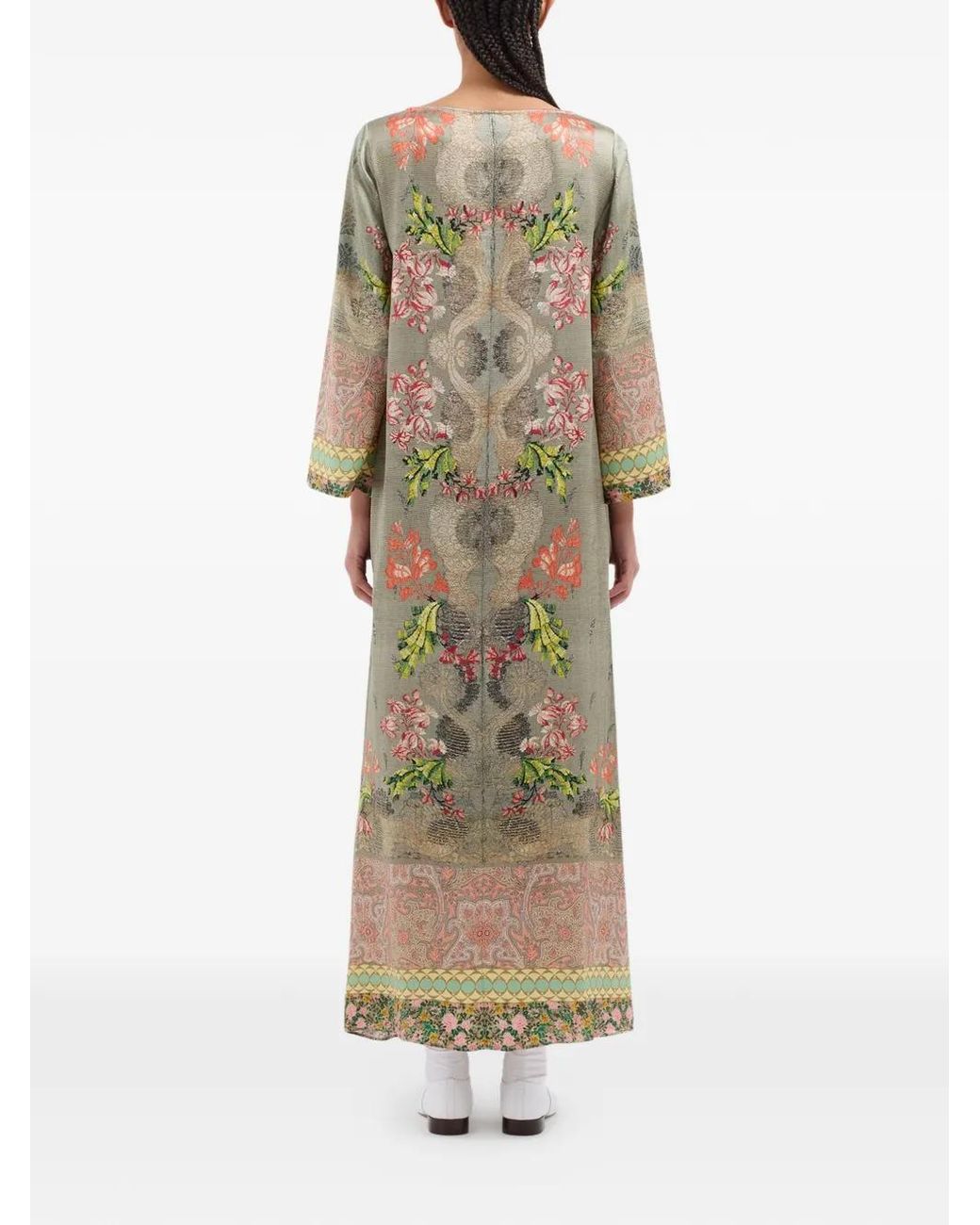 Pierre Louis Mascia Green Mutka Floral Paisley Maxi Dress