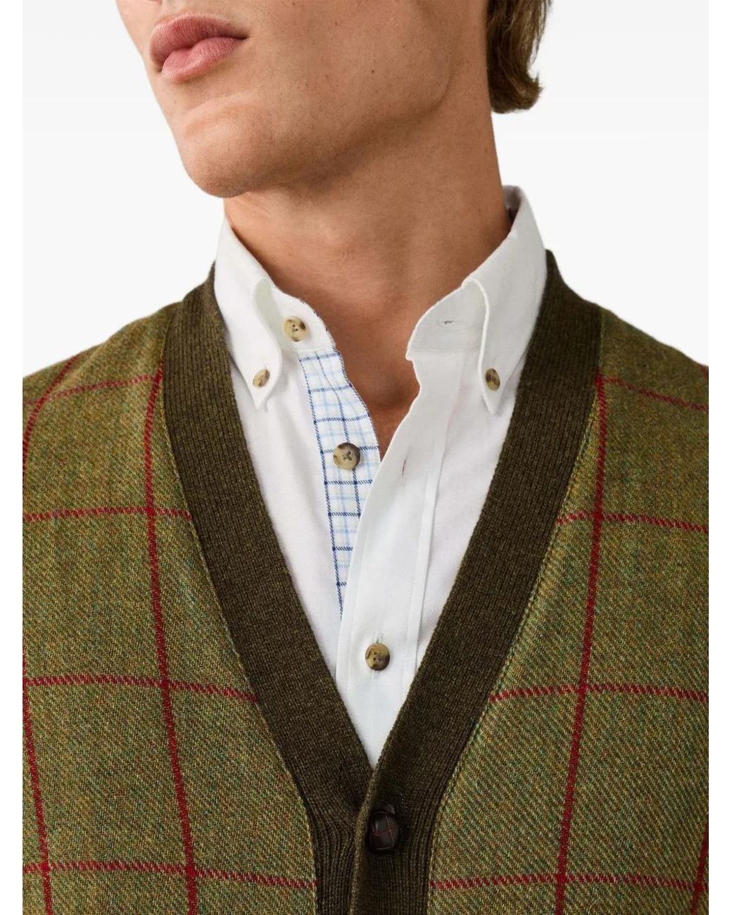 Hackett Green V-Neck Cardigan for men