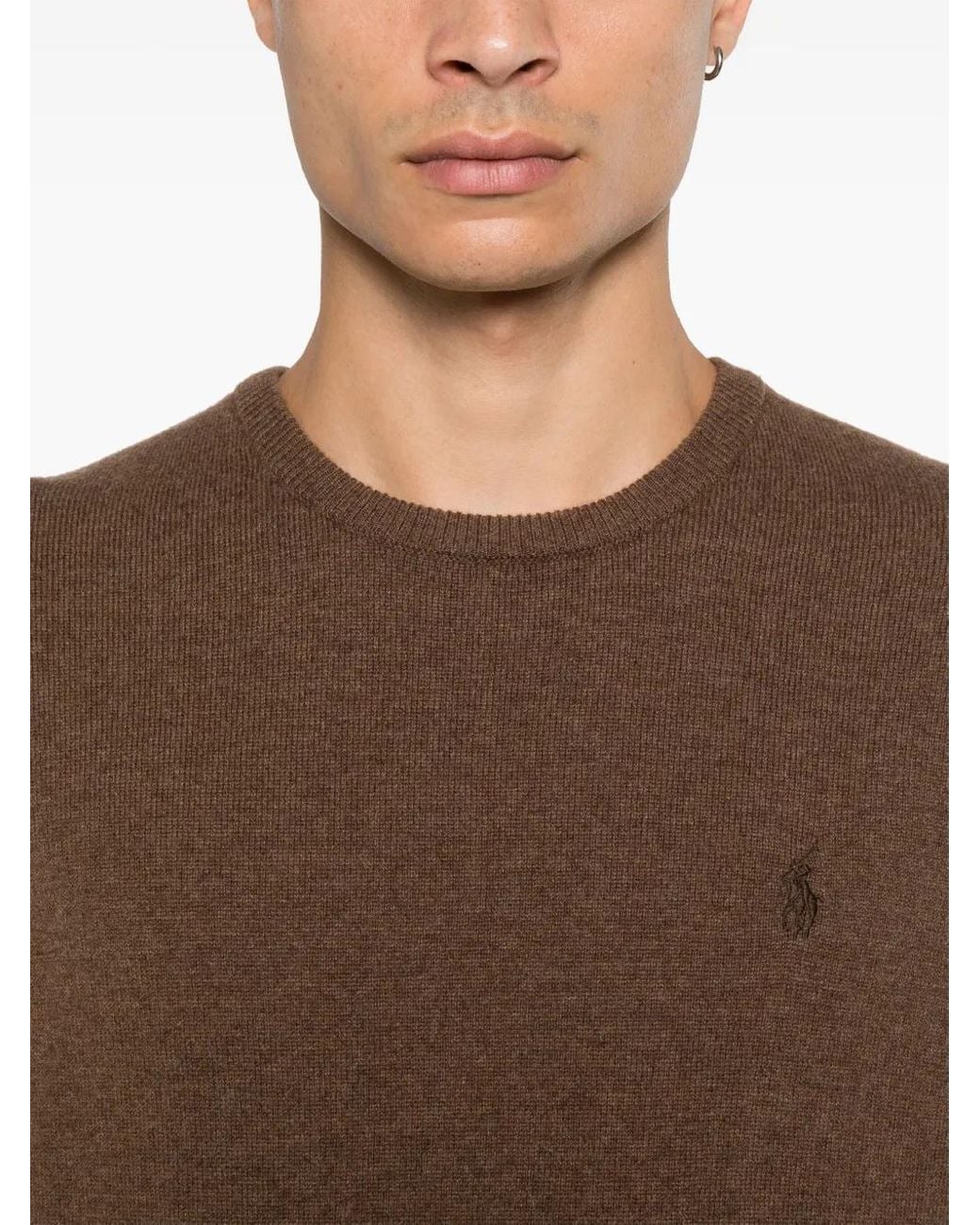 Polo Ralph Lauren Brown Wool Sweater With Embroidered Logo for men