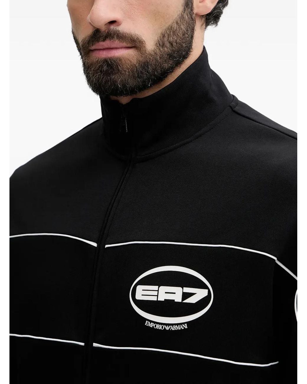 EA7 Black Logo Stripe Jacket for men
