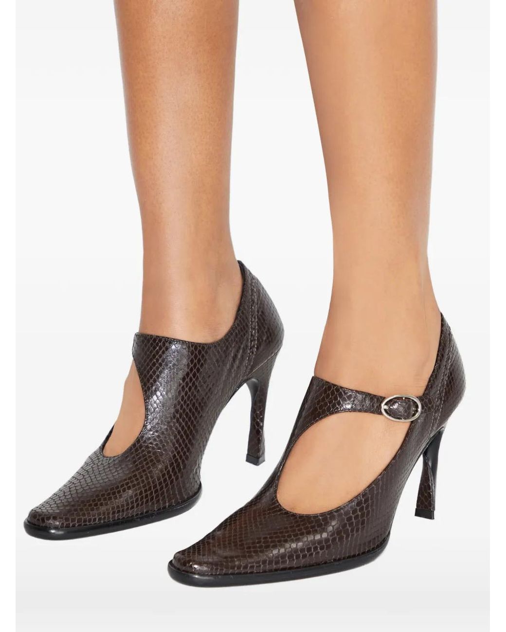 Tory Burch Black Twisted-Heel Monk Strap Pumps
