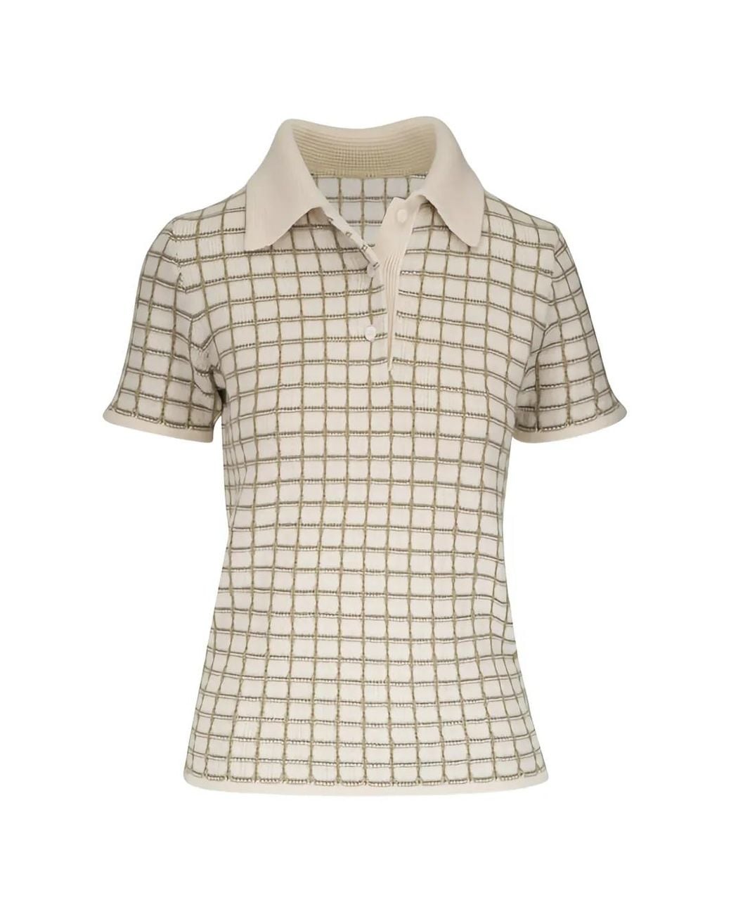 The Elder Statesman White Check-Pattern Short-Sleeve Polo Shirt