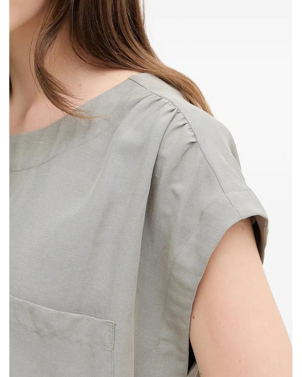 Mos Mosh Gray Pocket Detail Top