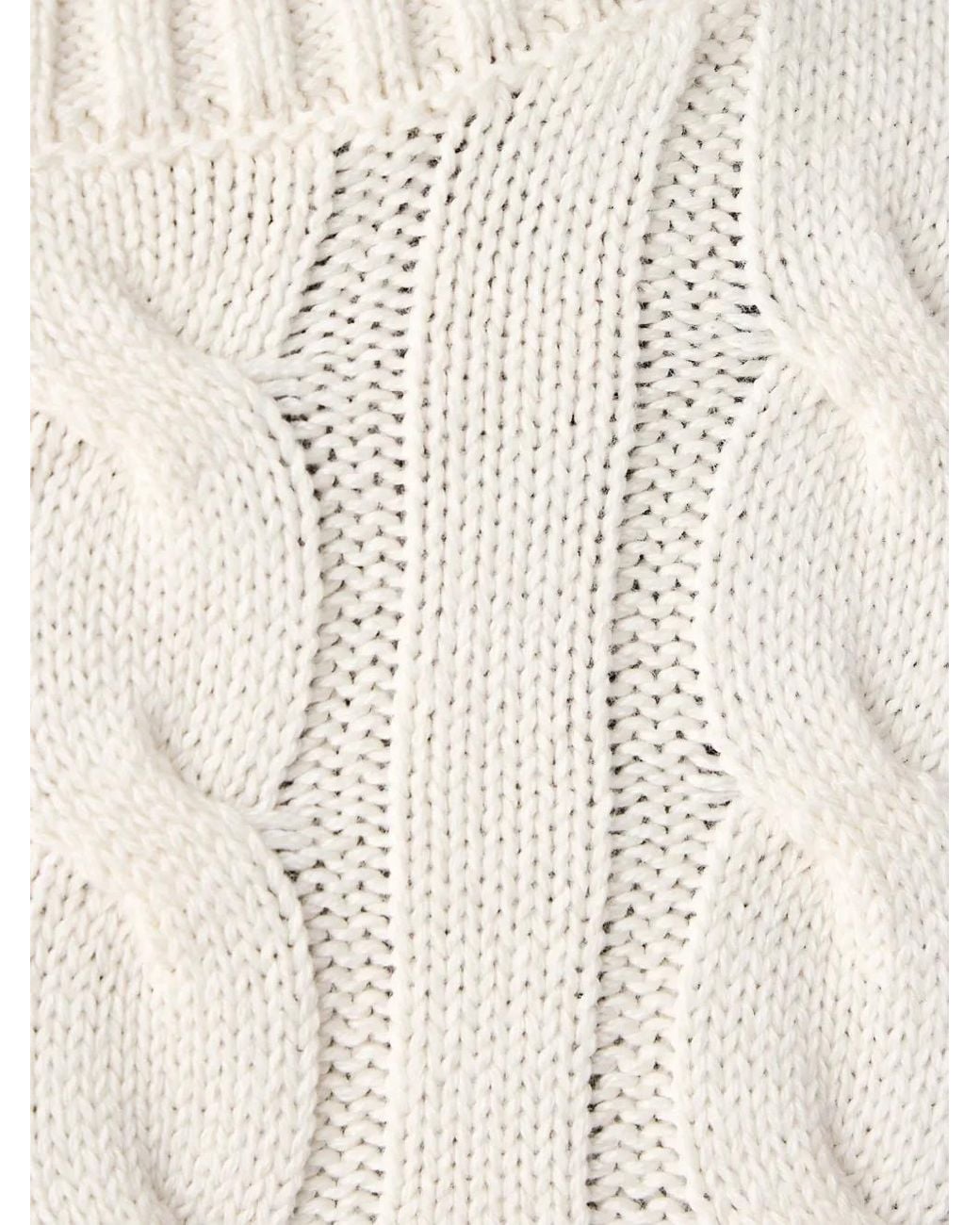 Lindbergh White Cable-Knit Crew-Neck Sweater for men