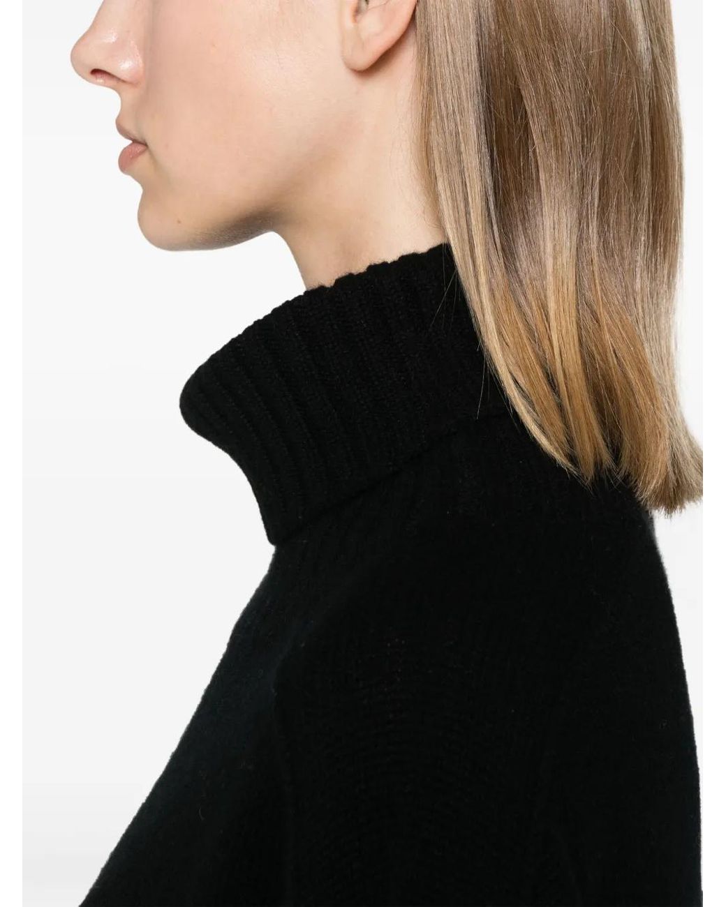 Bompard Black Hammer-Sleeve Round-Neck Sweater