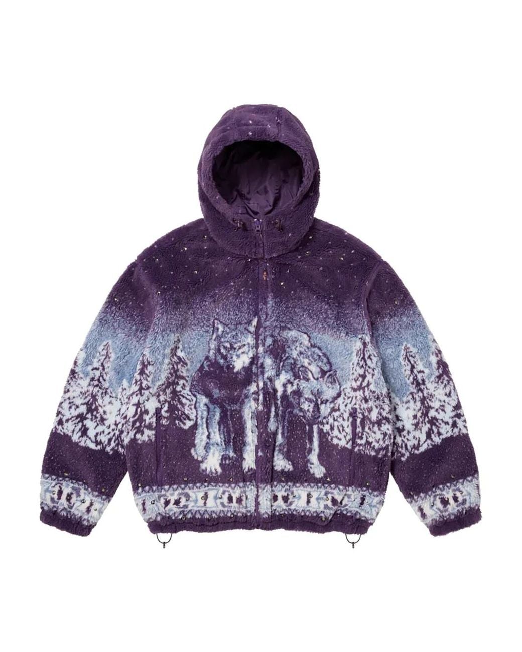 Supreme Purple Reversible Hooded Fleece Jacket for men