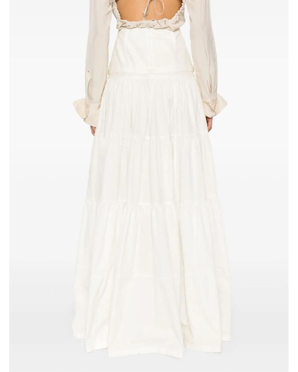 MM6 by Maison Margiela White Cotton Maxi Skirt