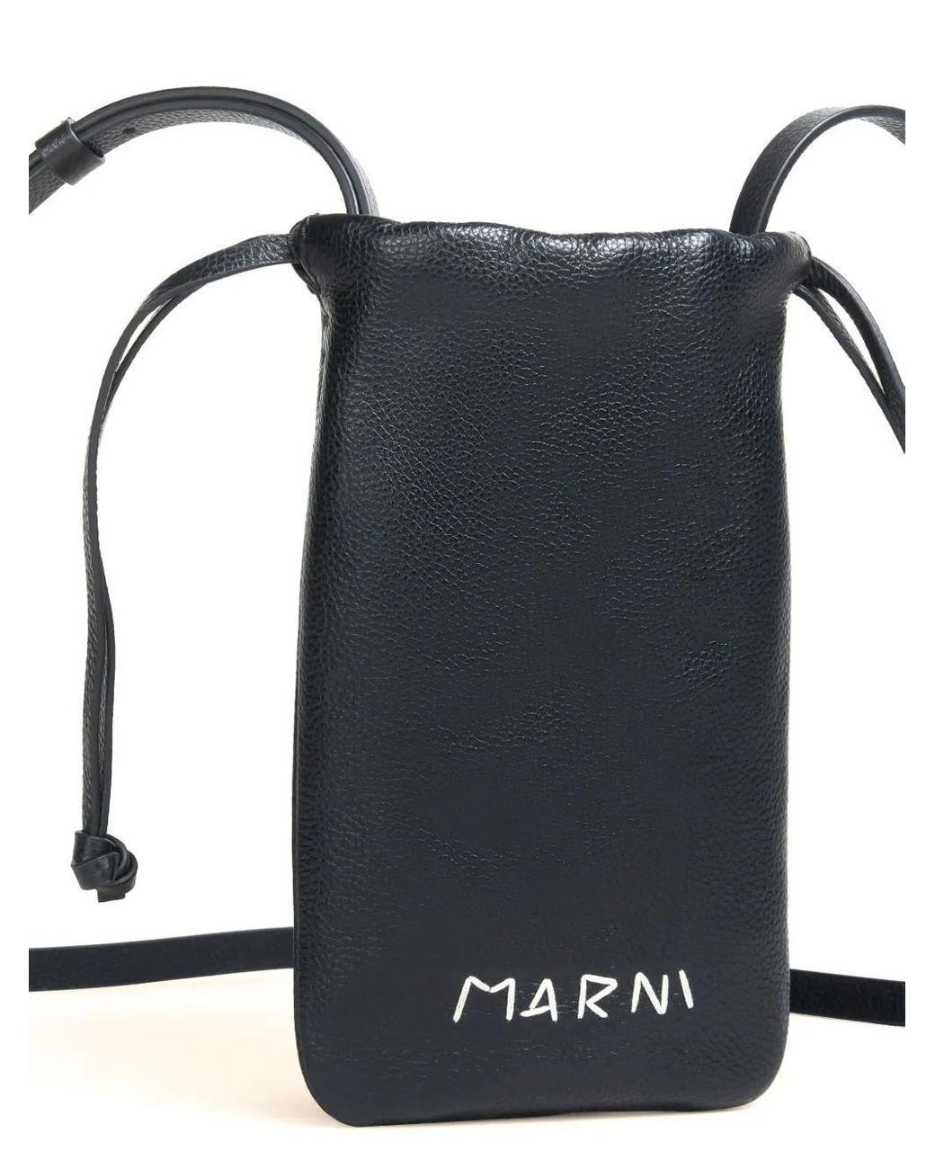 Marni Black Drawstring Leather Wallet for men