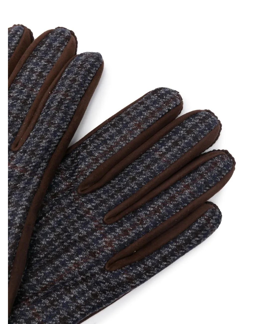 Canali Brown Houndstooth-Pattern Suede Gloves for men