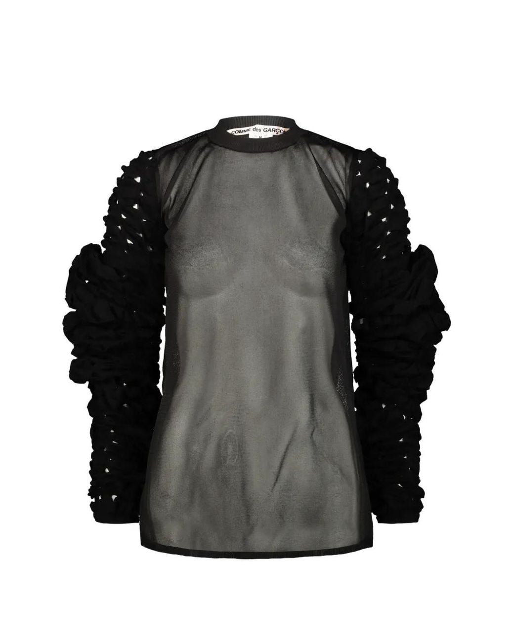 Comme des Garçons Black Sheer Ruffled-Sleeve Blouse
