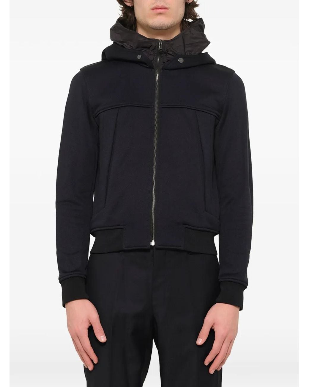 Wooyoungmi Blue Hooded Zip-Up Jacket for men