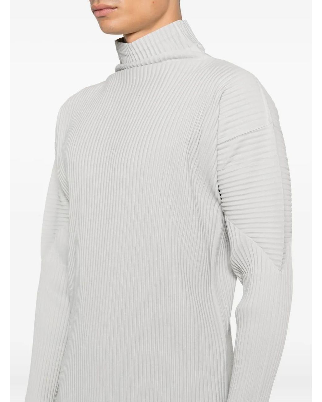 Homme Plissé Issey Miyake White Pleated Halterneck Top for men