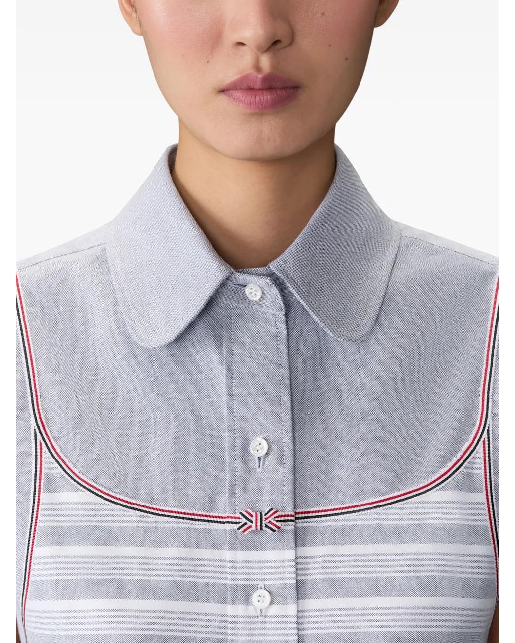 Thom Browne Blue Striped Sleeveless Shirt