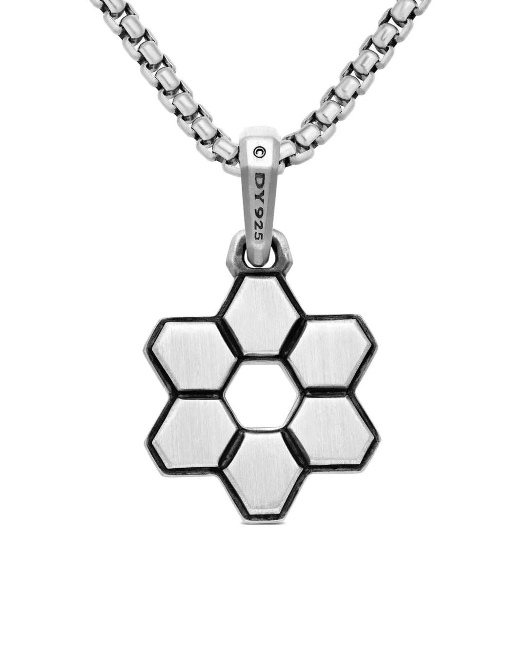David Yurman White Sterling Deco Star Of David Diamond Pendant (24Mm) for men