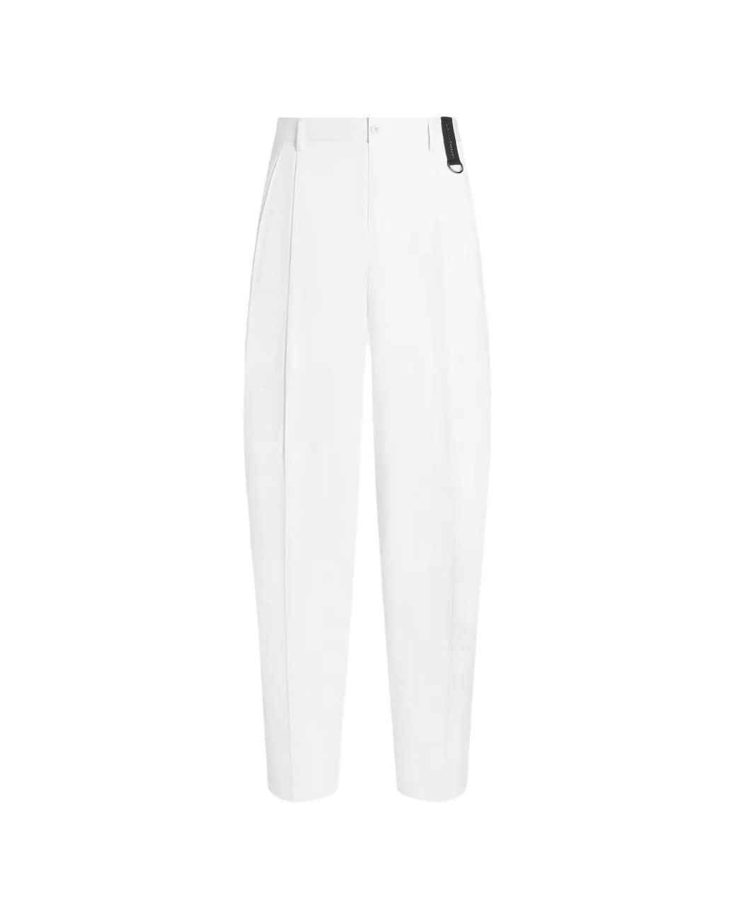 Dolce & Gabbana White Cotton Gabardine Trousers for men
