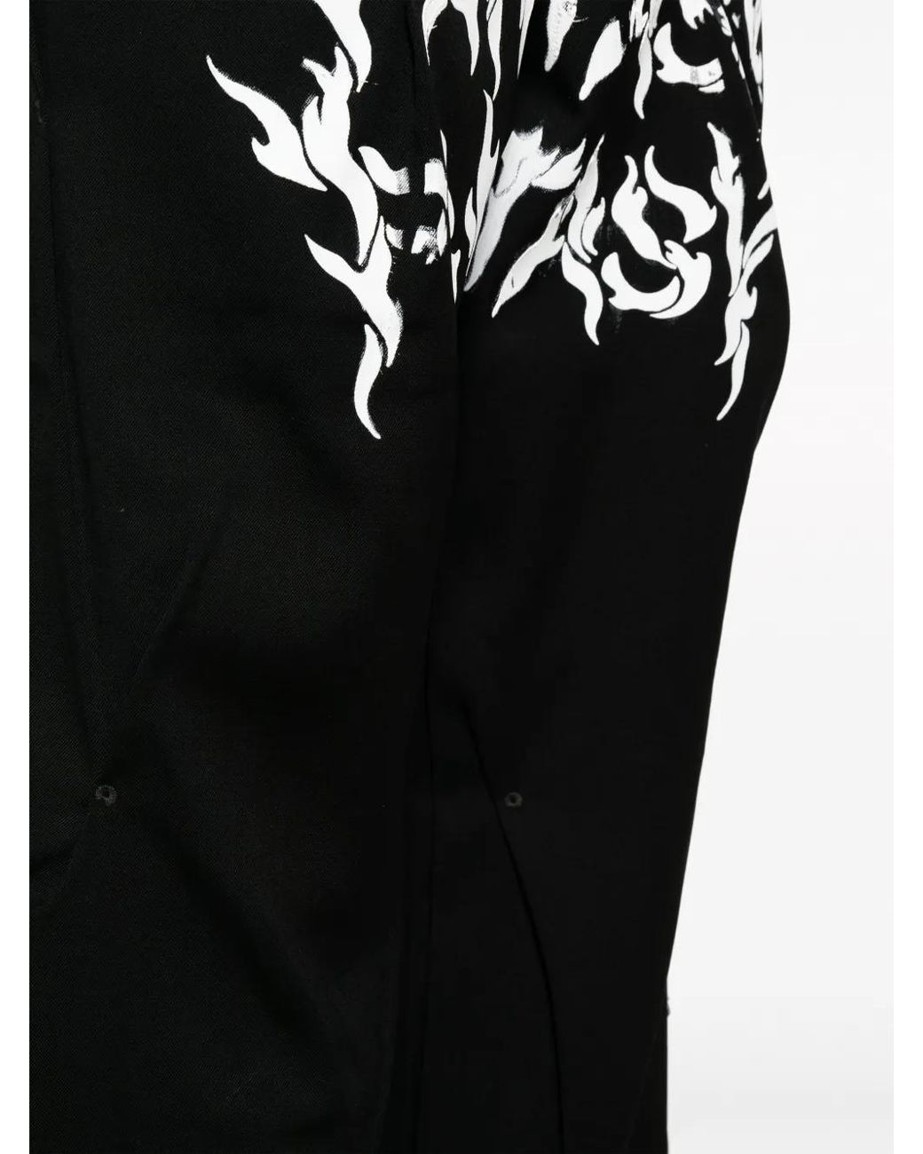 Kusikohc Black Slogan-Print Straight-Leg Wool Trousers for men