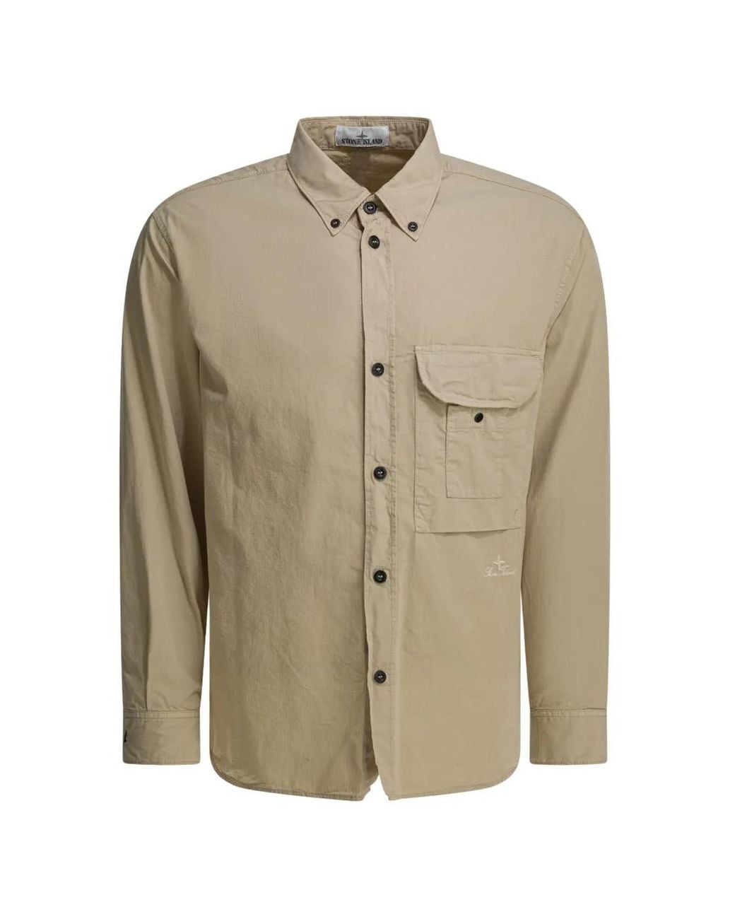 Stone Island Natural Logo-Embroidered Shirt for men