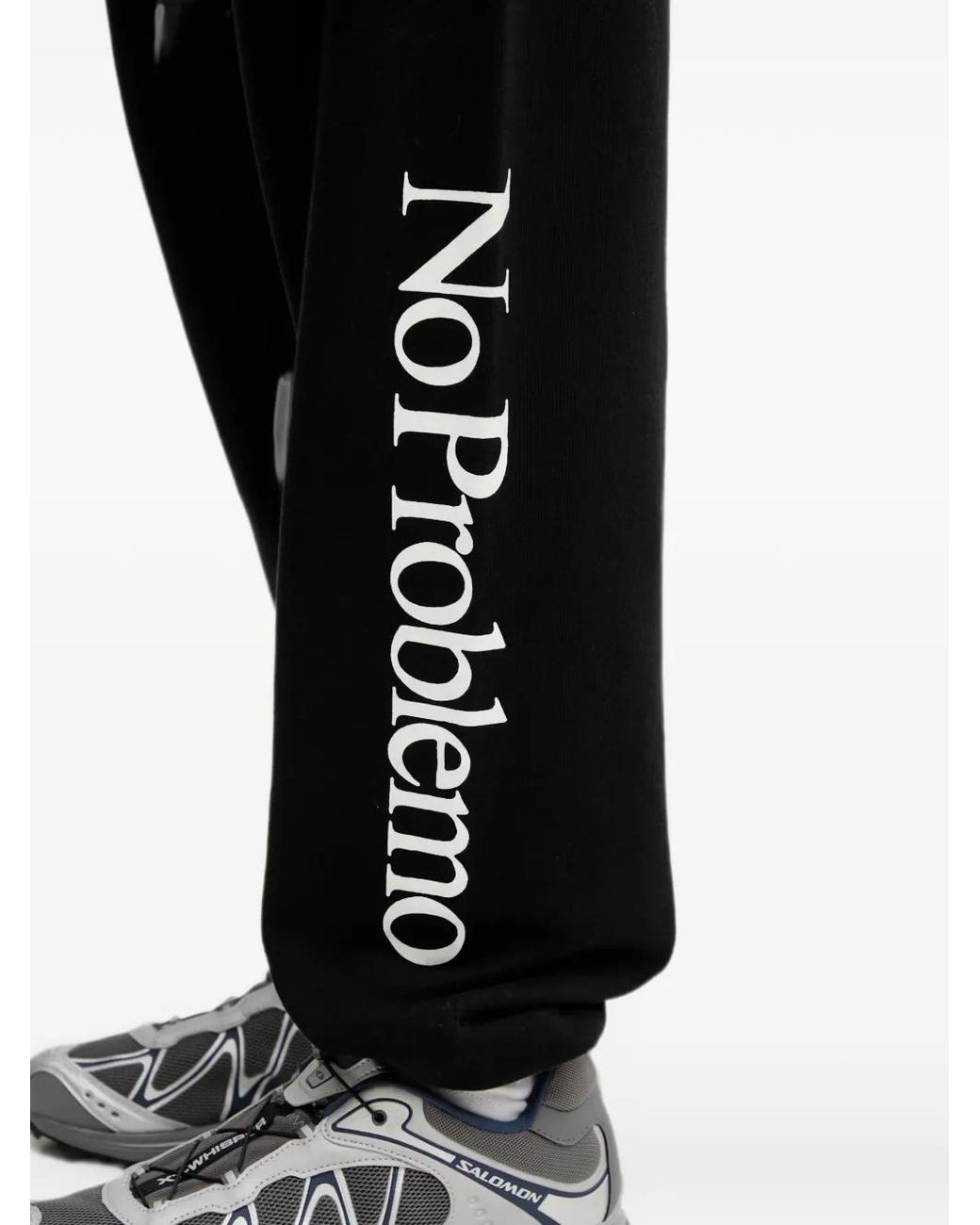No Problemo Black Cotton Loose Track Pants for men