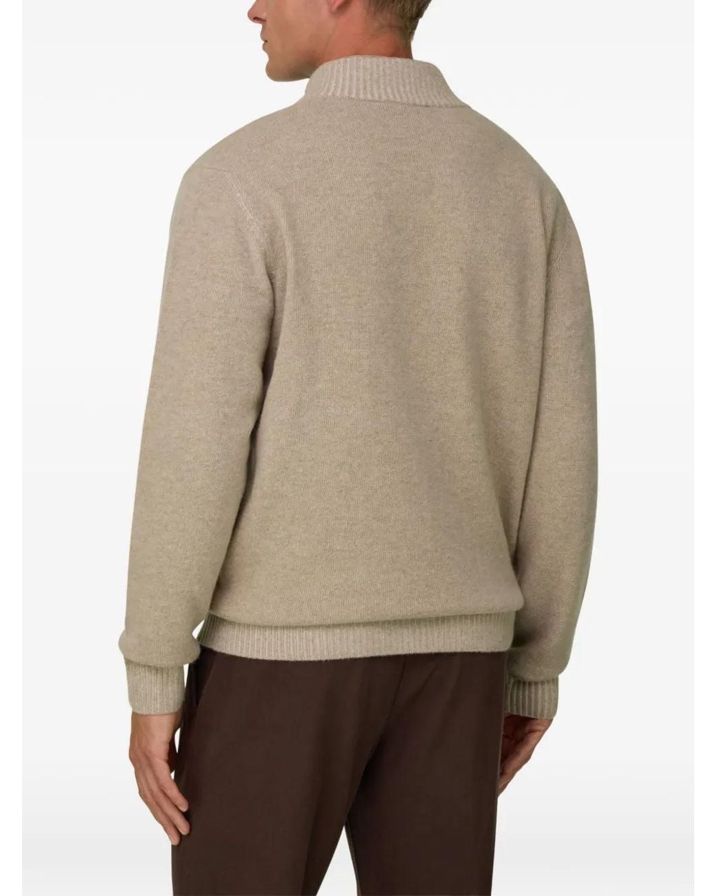Boggi Natural Roll-Neck Jumper Full-Zip Cashmere Blend Plated for men