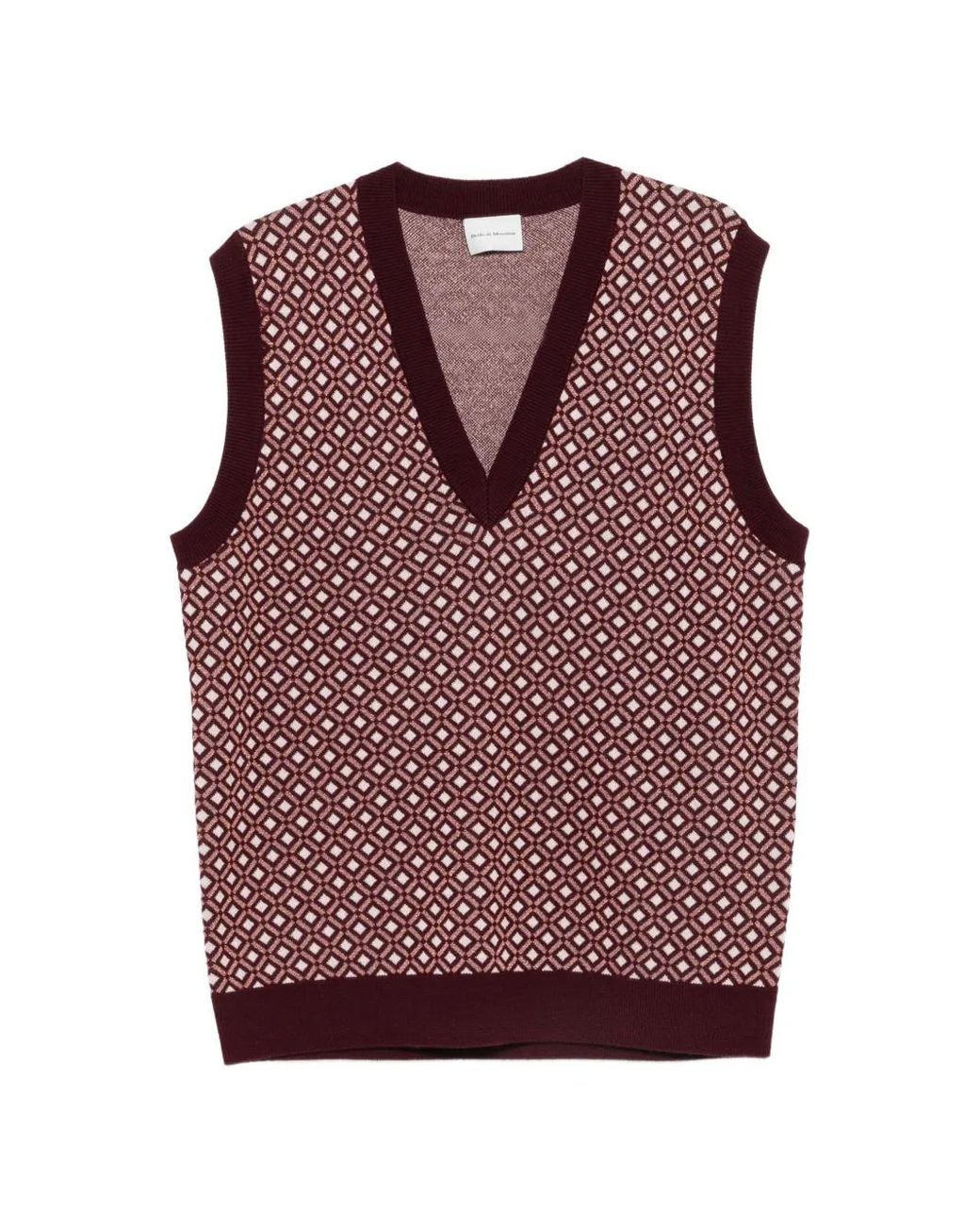 Drole de Monsieur Purple V-Neck Geometric-Pattern Sleveeless Sweater for men