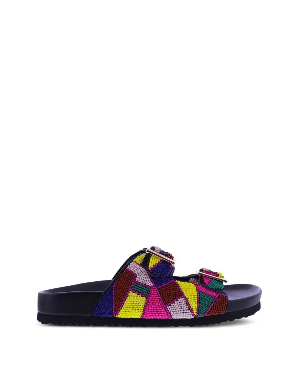 Inuovo White Bead-Embellished Buckle-Fastening Sandals