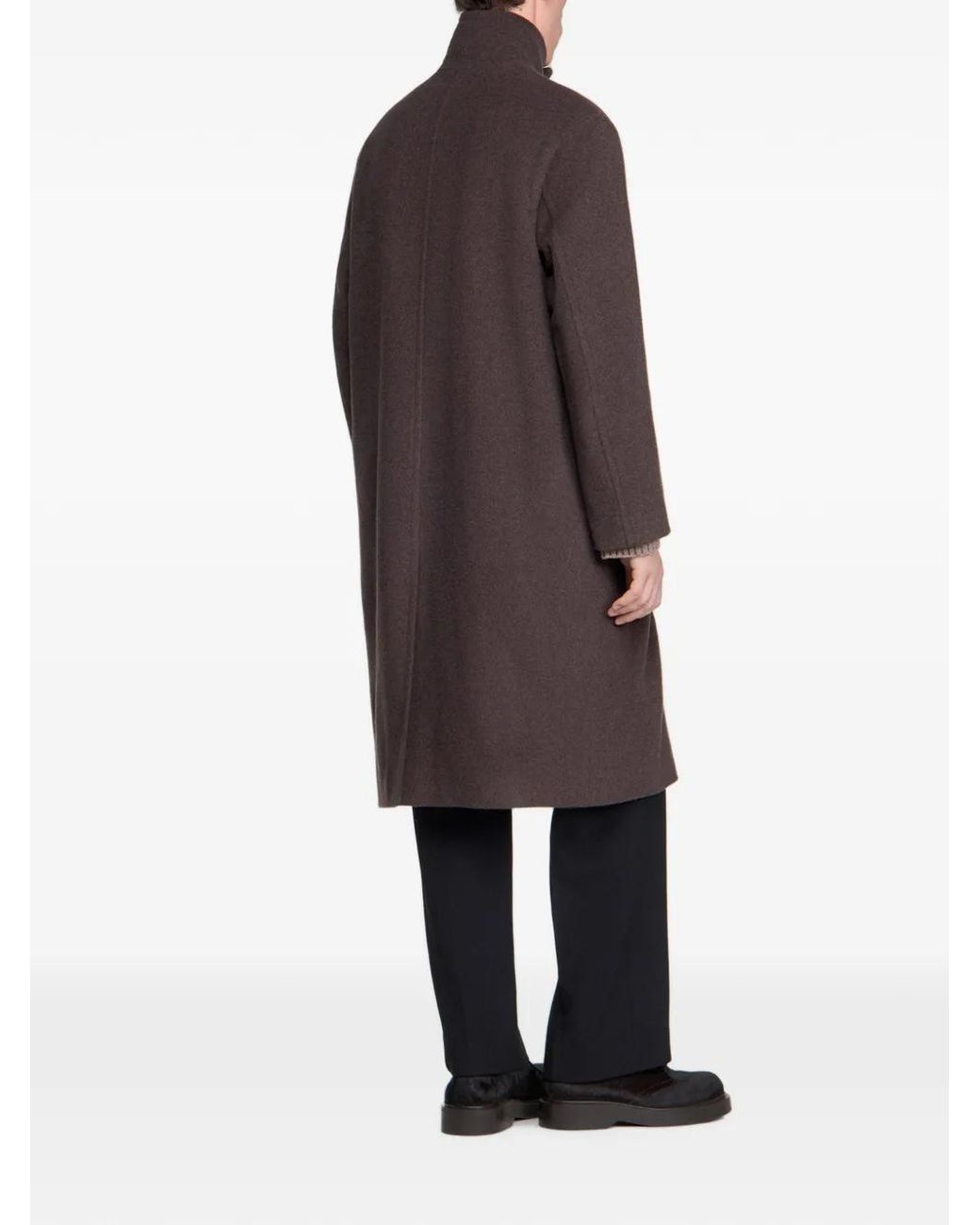 Sandro Brown Stand-Up Collar Overcoat for men