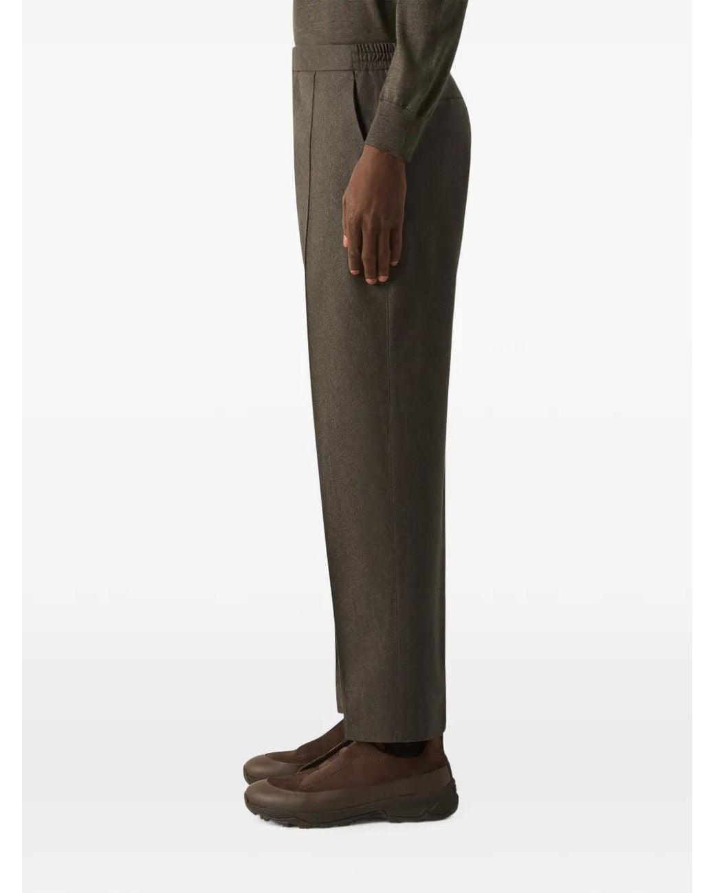 Zegna Gray Dark Wool Silk And Cashmere Pants for men