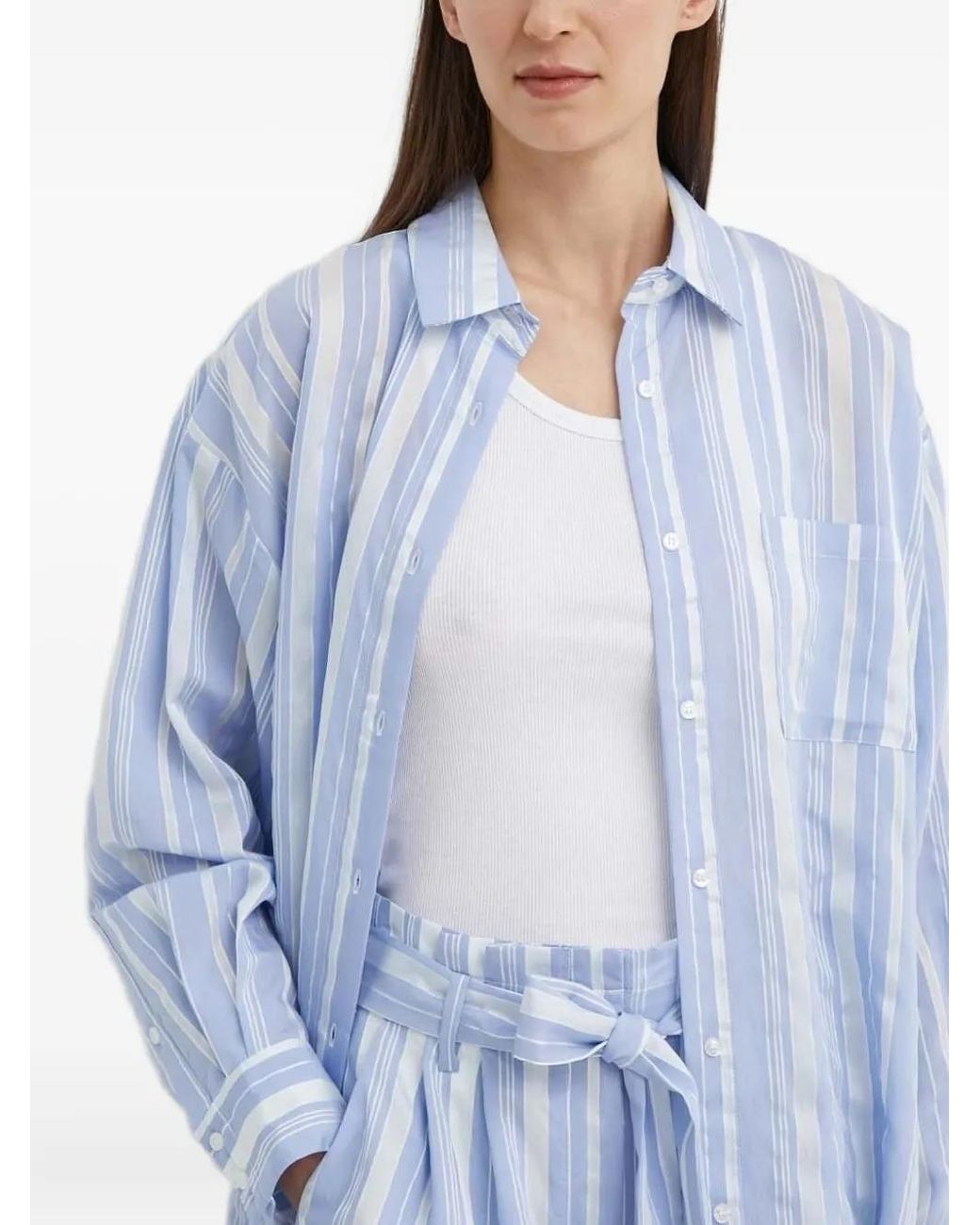Bruuns Bazaar Blue Striped Pocket Shirt
