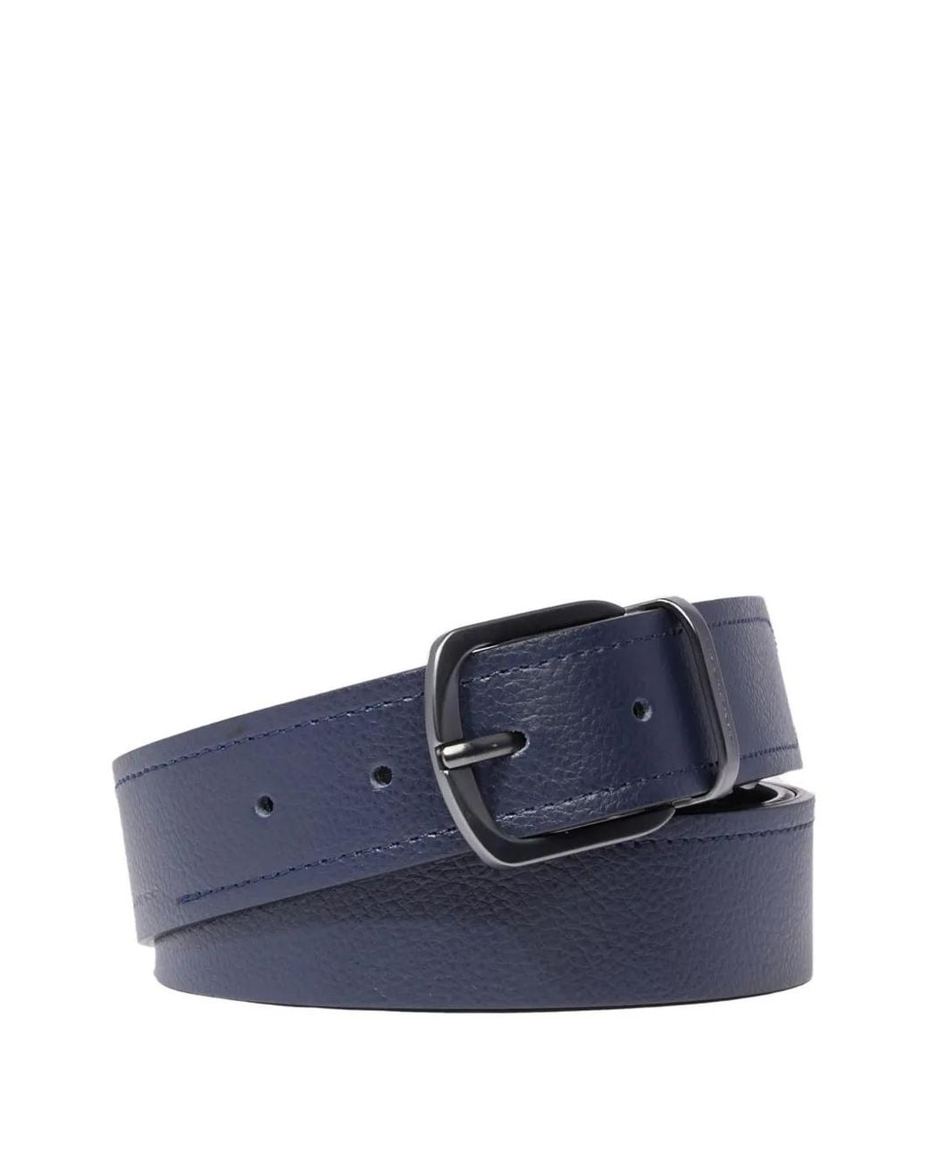 Piquadro Blue Prong-Buckle Grained-Leather Belt for men