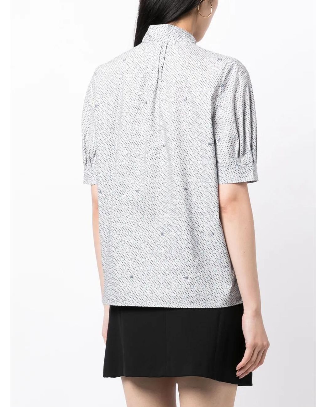 Maison Kitsuné Gray Monogram-Pattern Short-Sleeve Shirt