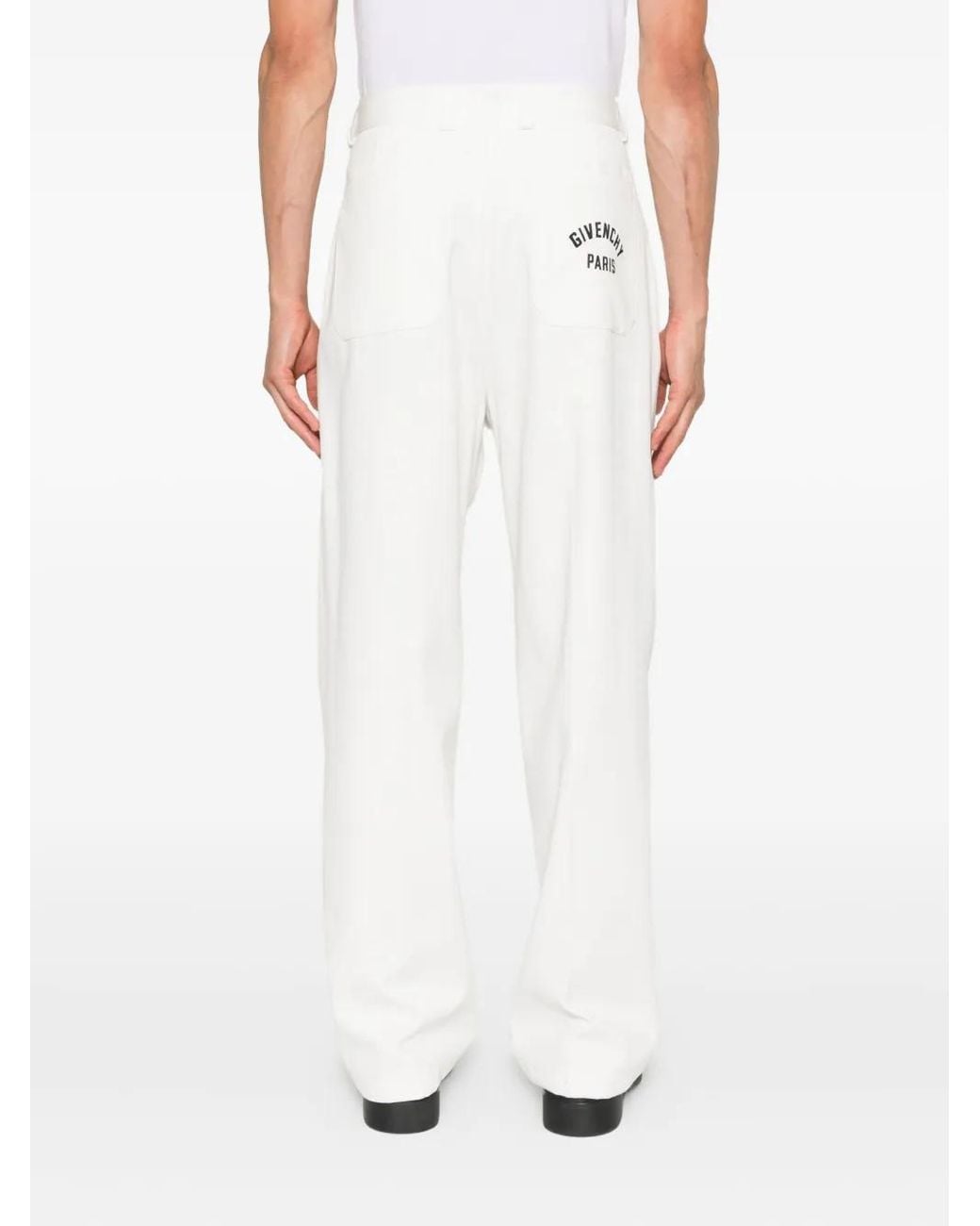 Pantaloni Con Pieghe E Logo di Givenchy in White da Uomo