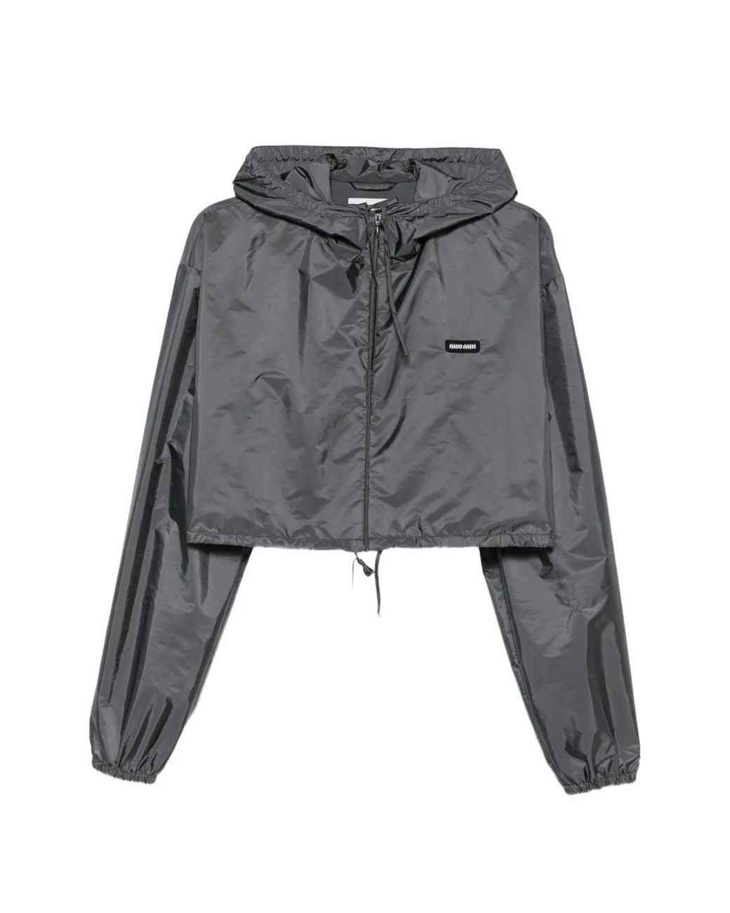 Miu Miu Gray Cropped Hooded Jacket