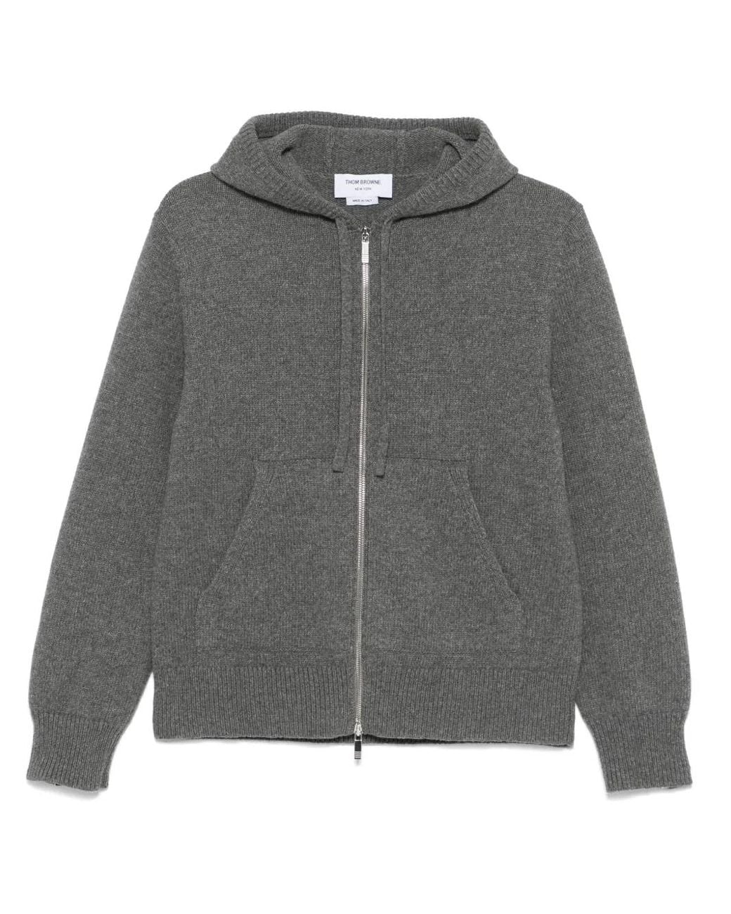Thom Browne Gray Geese Intarsia Merino Wool Hoodie for men