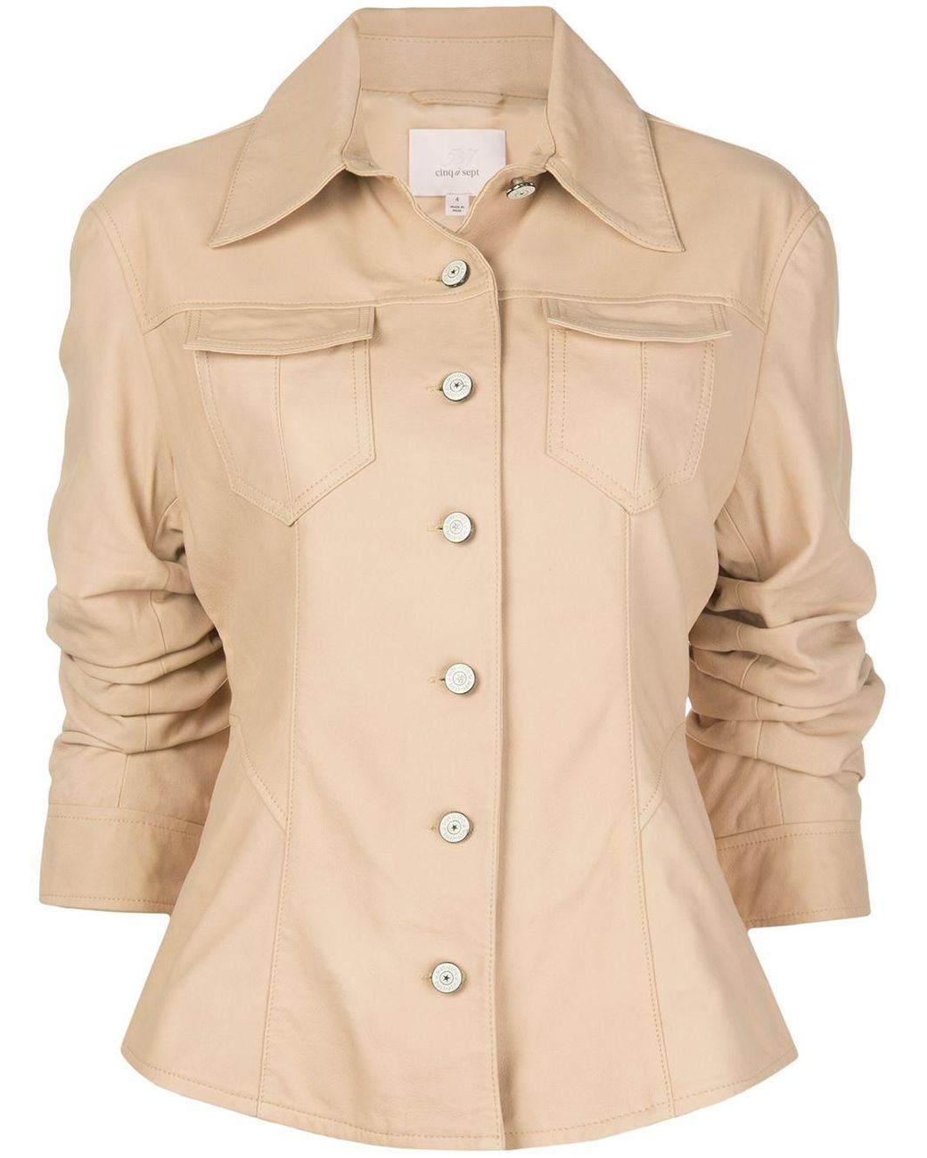Cinq À Sept Scrunched Leather Canyon Jacket in Beige (Natural) - Lyst