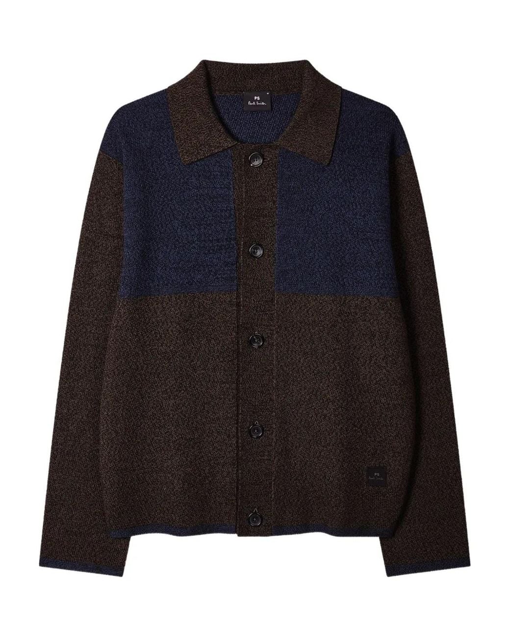 Paul Smith Blue Button-Up Colour-Block Cardigan for men