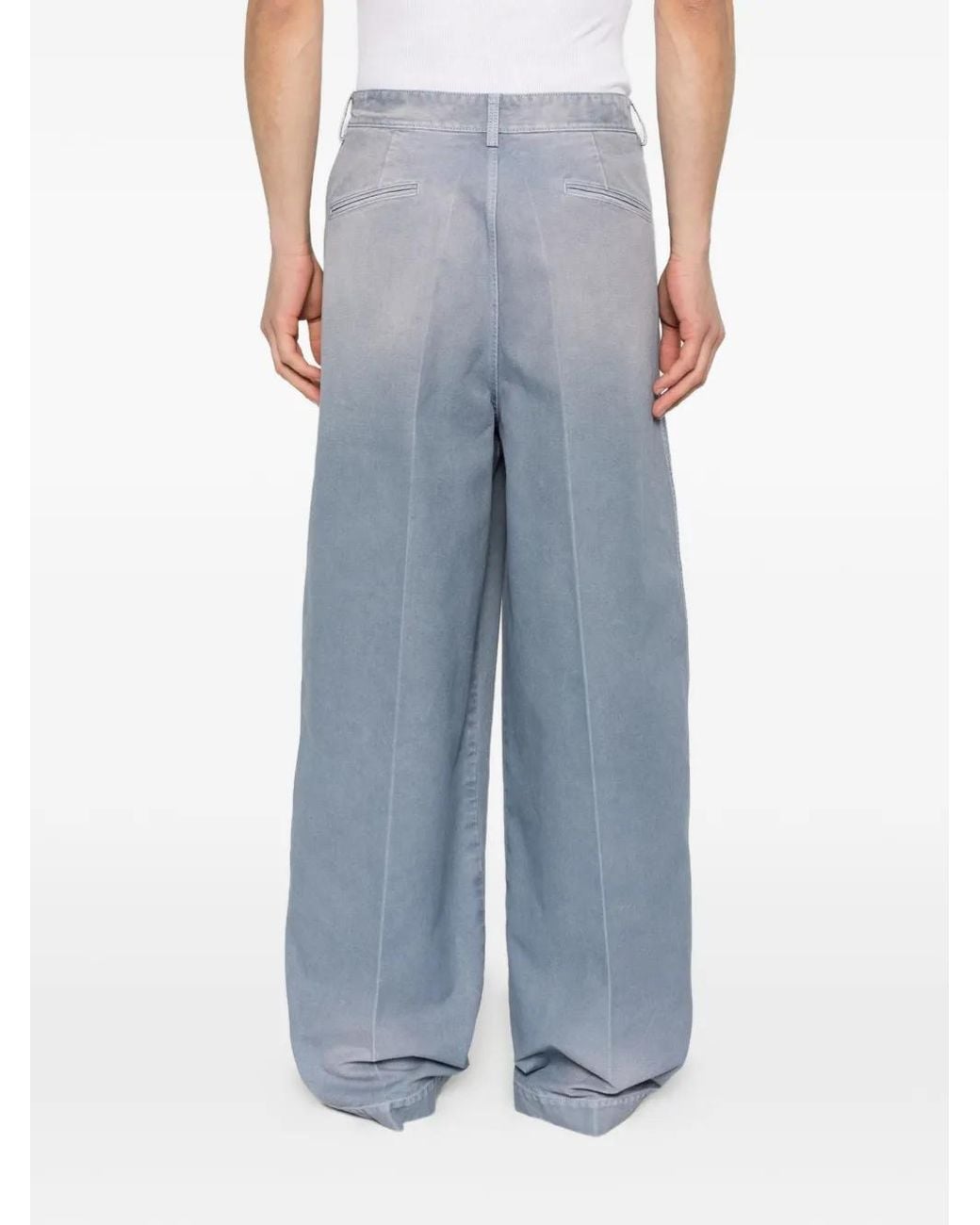 Marni Blue Pleated Button-Fastening Trousers for men