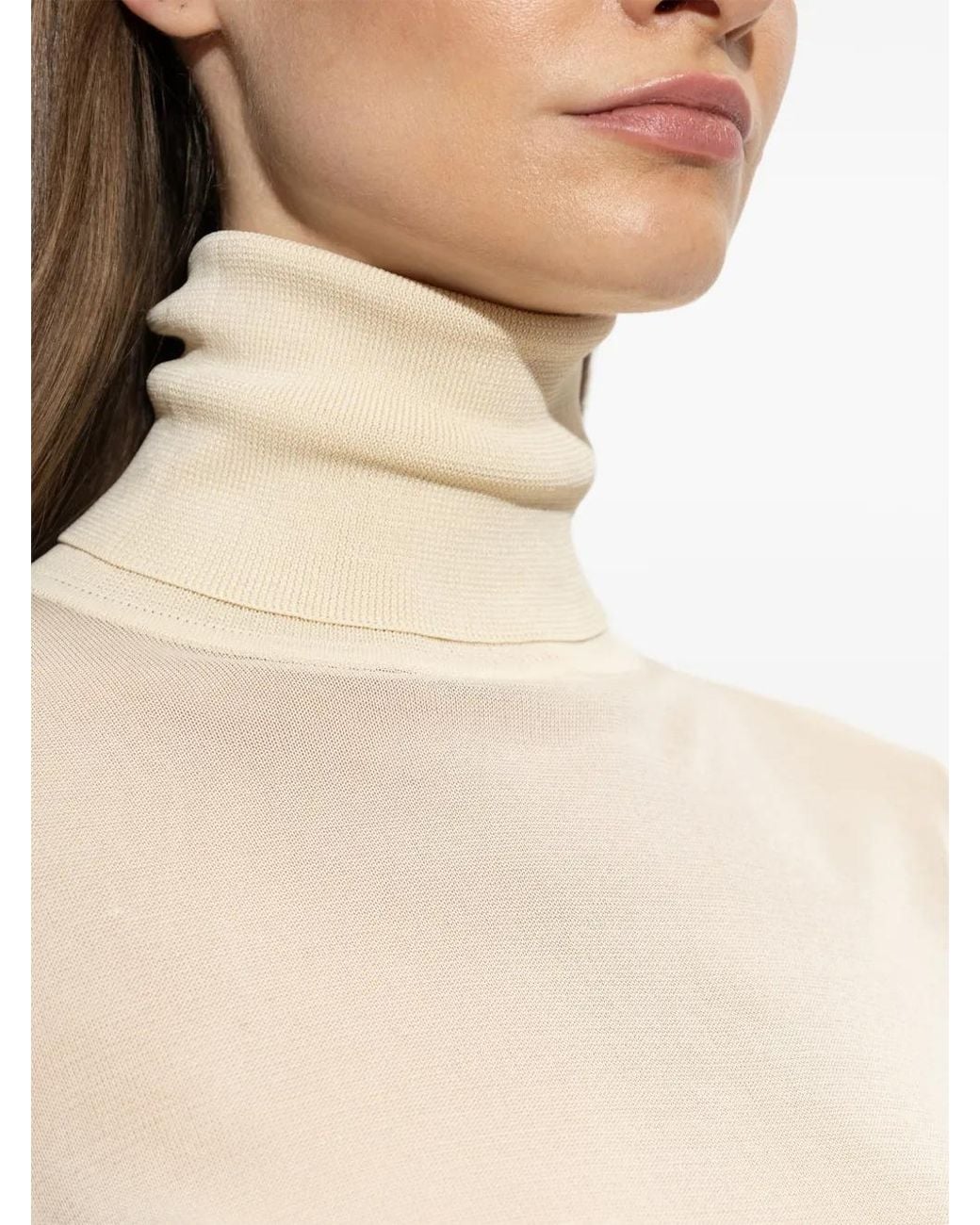 Zimmermann White Sheer Roll-Neck Top