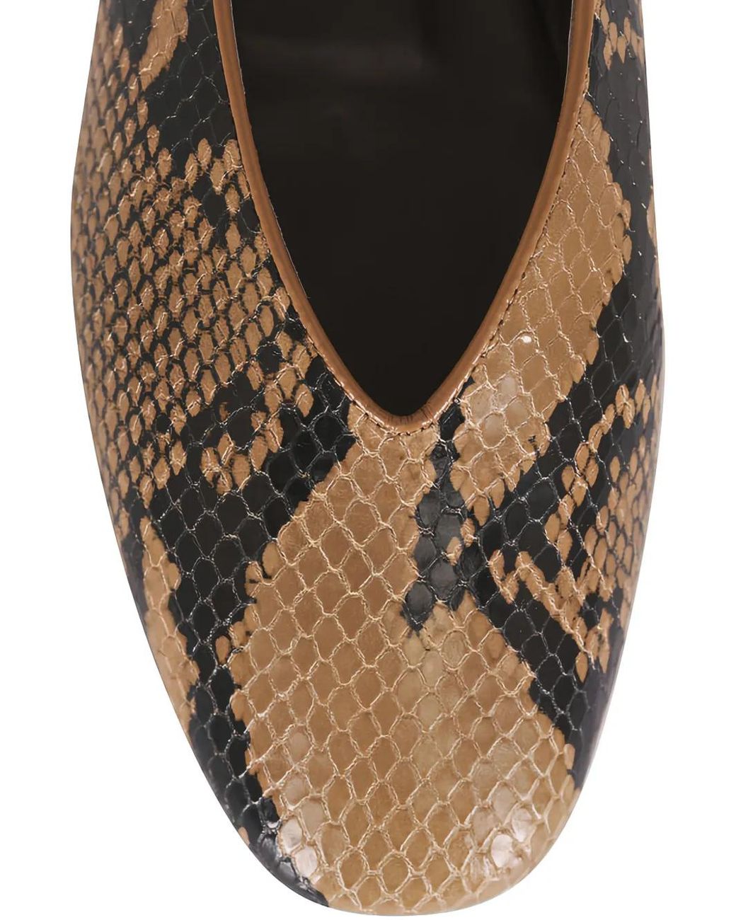 Le Monde Beryl Natural Snake-Effect Leather Ballet Flats