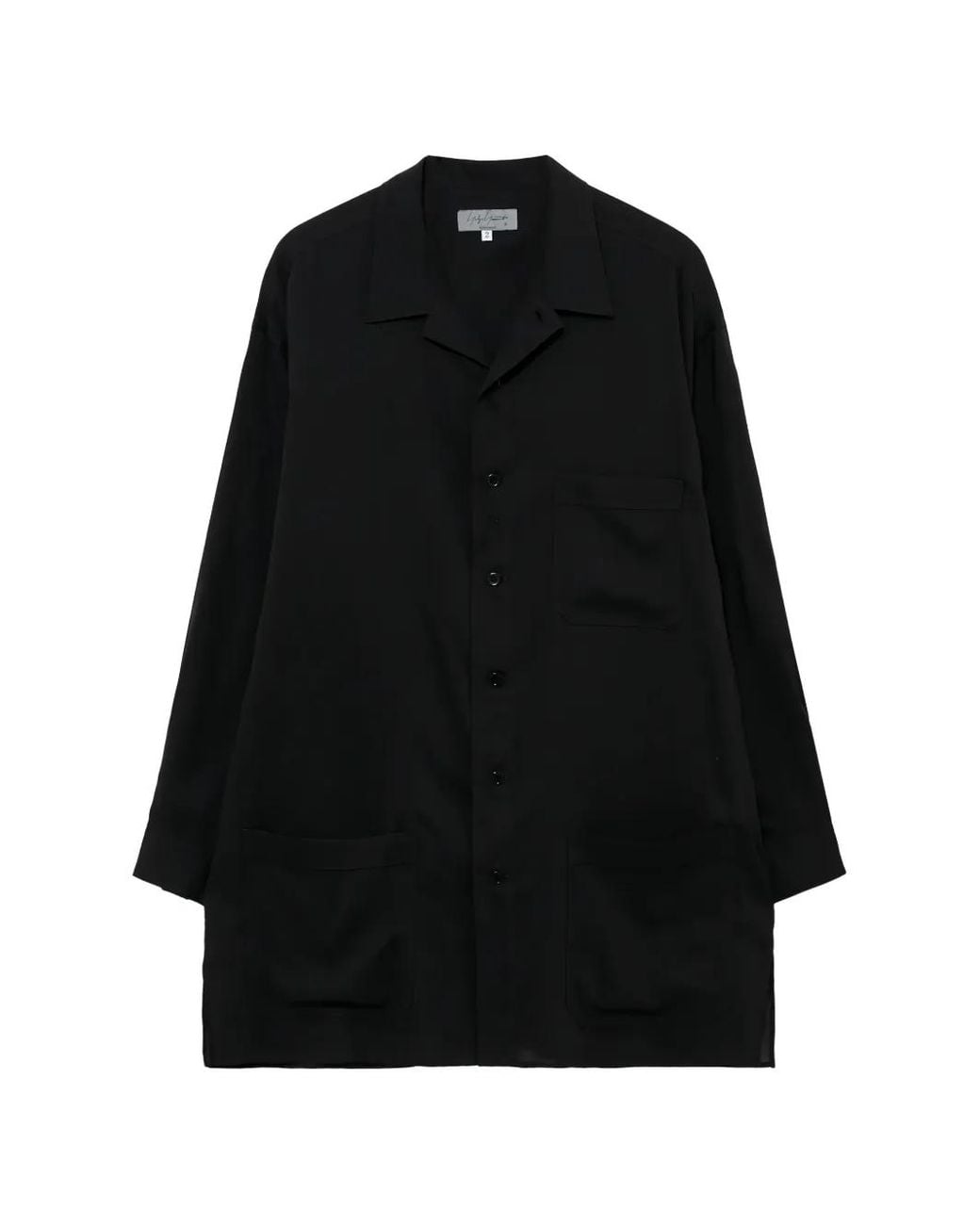 Yohji Yamamoto Black Patch-Pocket Long-Sleeve Shirt for men