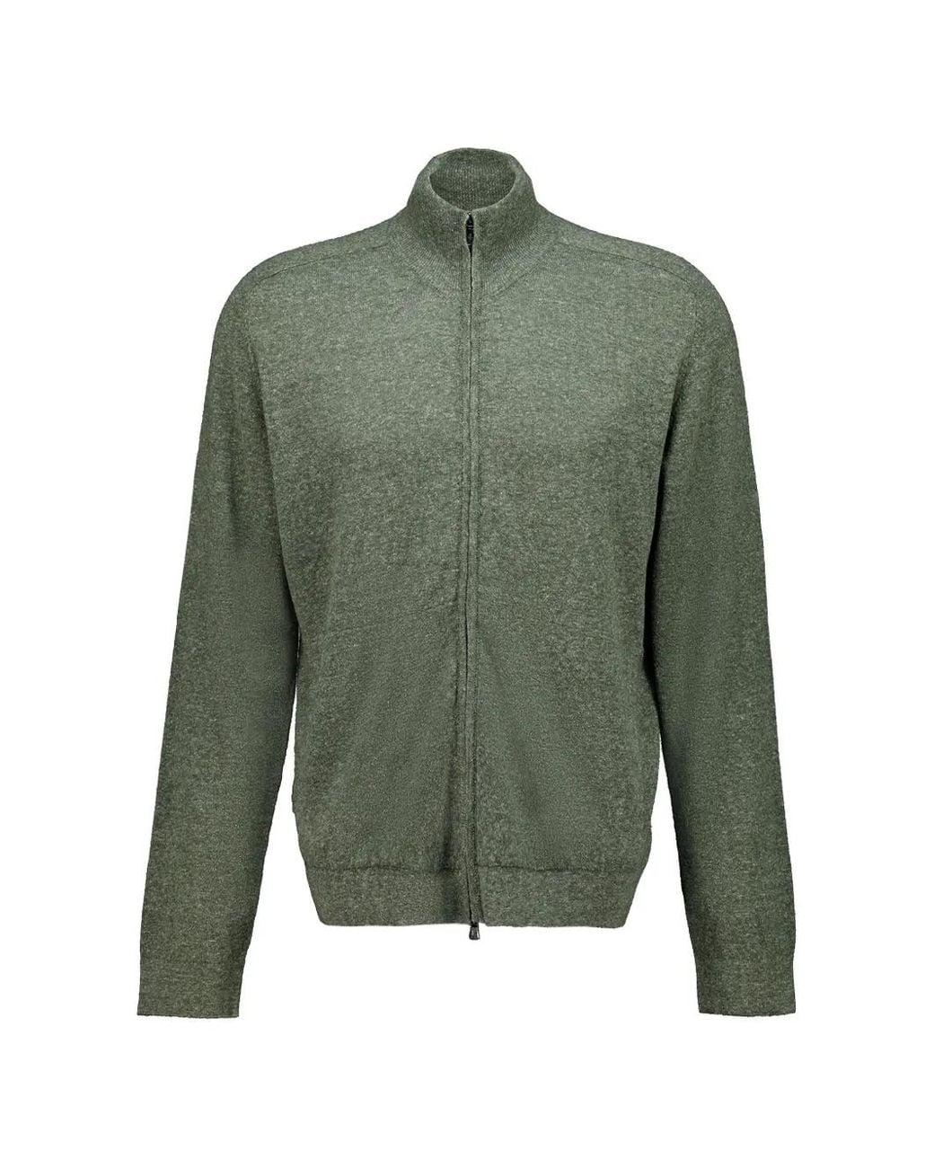 Piacenza Cashmere Green Zip-Up Knitted Cardigan for men