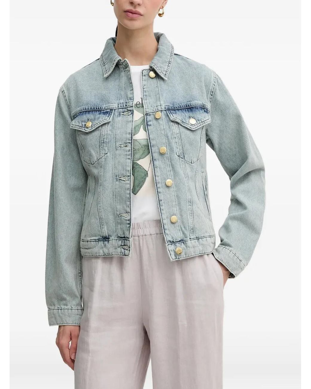 Sisley Blue Button-Front Denim Jacket