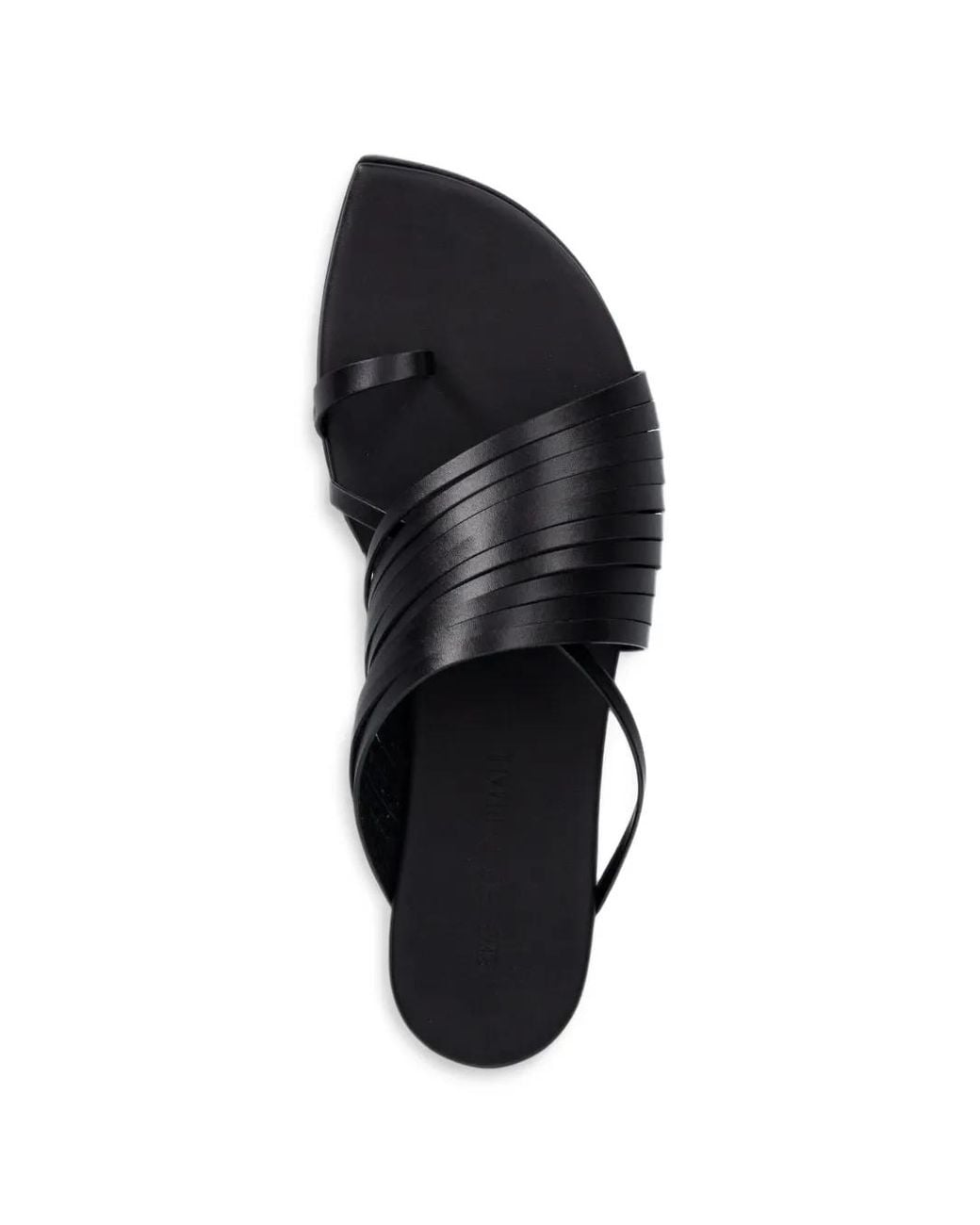 Emporio Armani Black Multi-Strap Leather Sandals