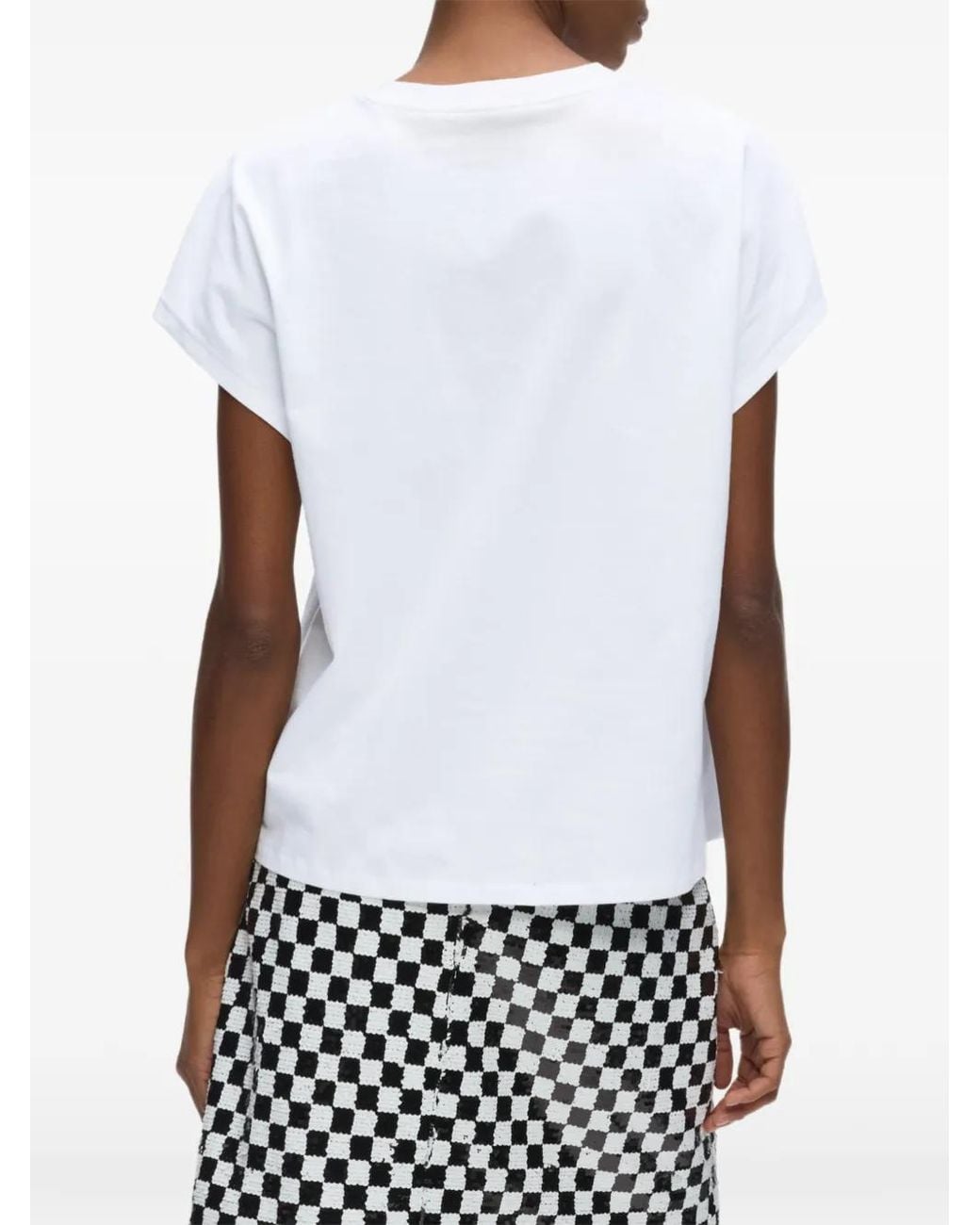 Karl Lagerfeld White Embroidered-Logo T-Shirt
