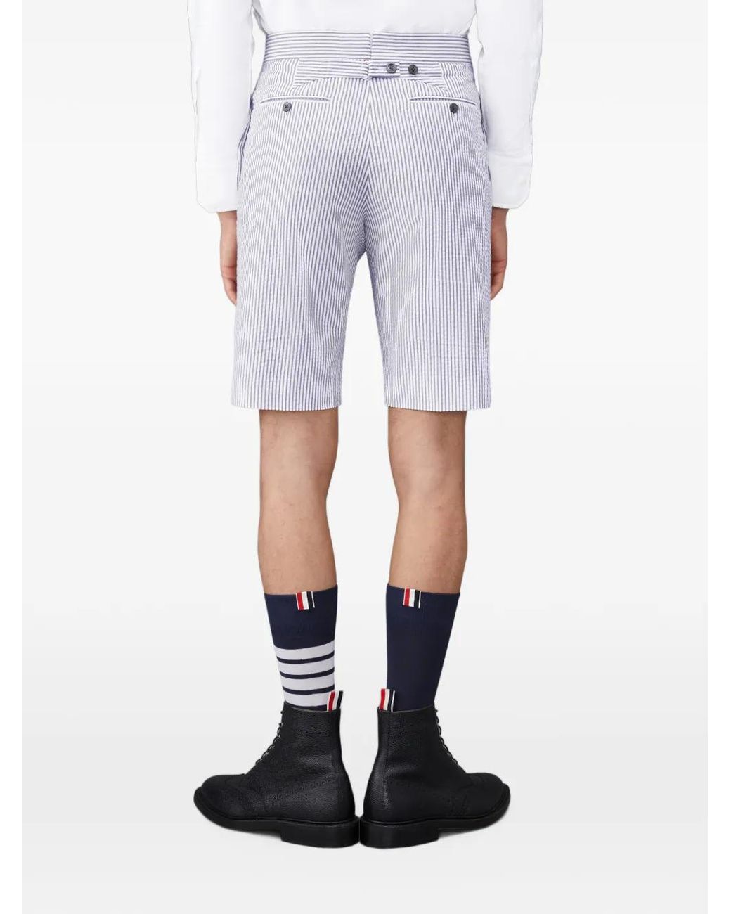 Thom Browne White Classic Seersucker Backstrap Shorts for men