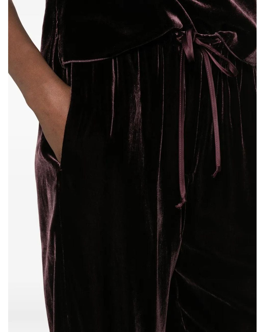 Forte_forte Black Velvet Drawstring Trousers