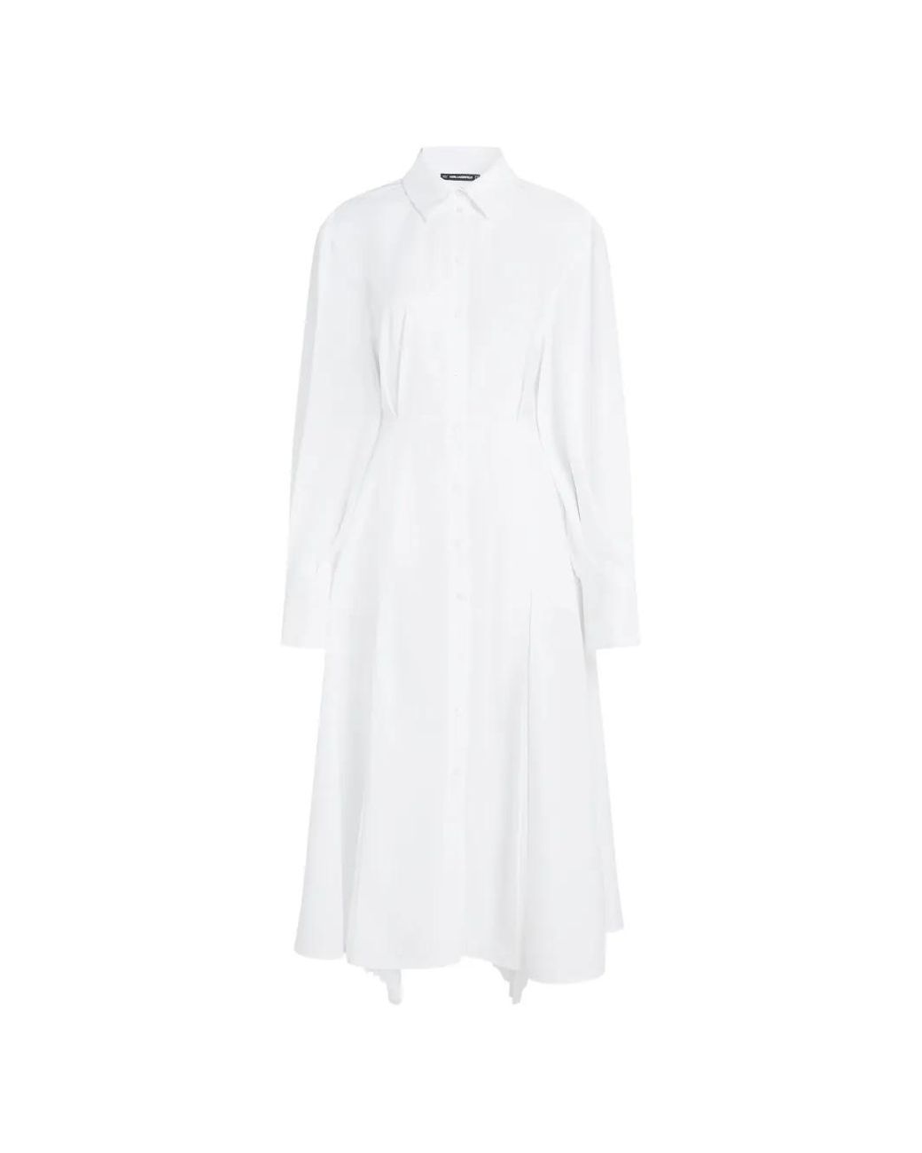 Karl Lagerfeld White Poplin Pleated Shirt Dress
