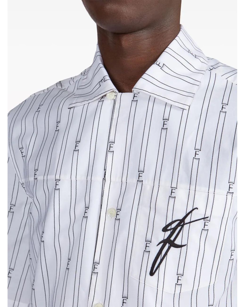 Ferragamo White Logo-Print Short-Sleeve Shirt for men