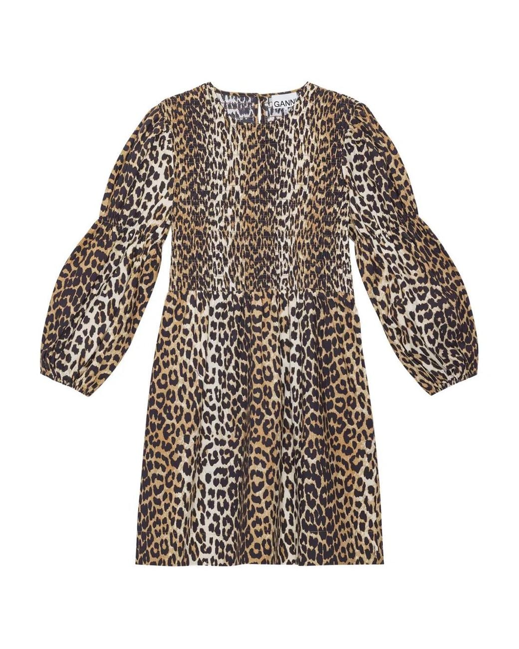 Ganni White Leopard-Print Smock Mini Dress